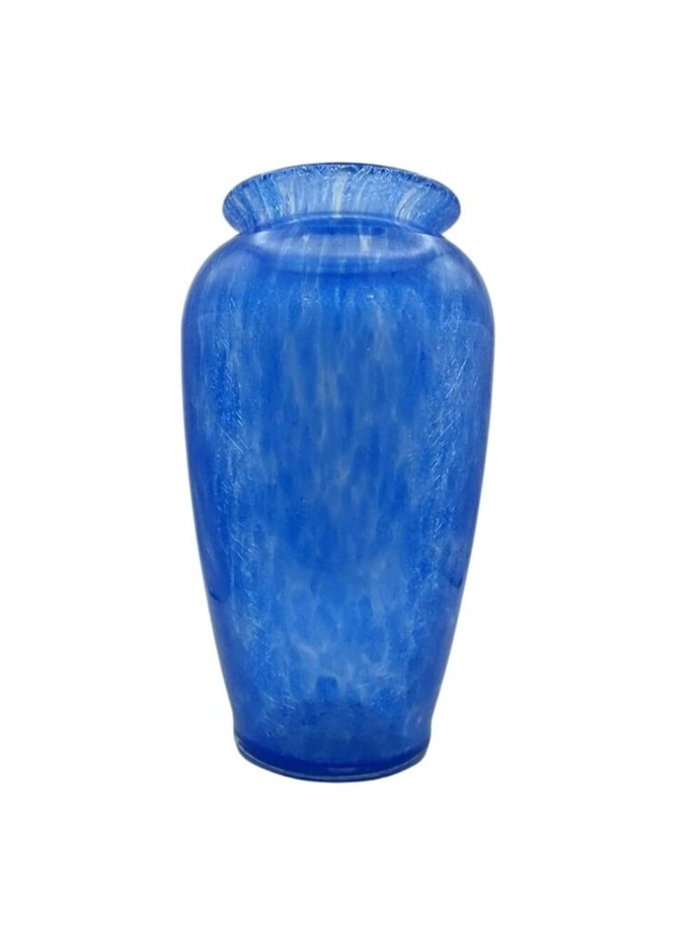Blue Crackle Art Glass Vase Hand Blown Tizsa Millennium Year 2000 Collectible